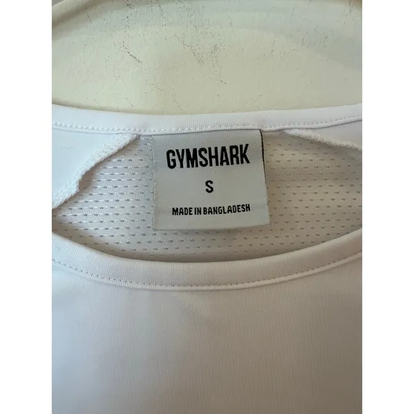 Gymshark Long Sleeve Training Crop Top Crew Neck Slim Fit White Women's Small - Image 7