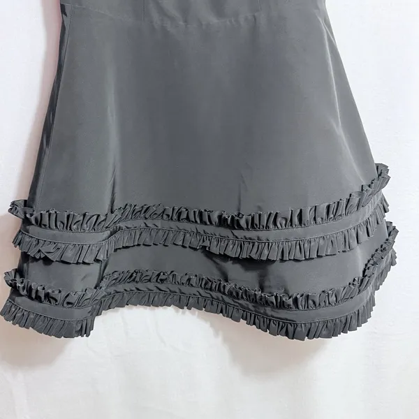Alexis Black Ruffled Trim Sleeveless Open Back Fit & Flare Mini Dress Size L - Image 6