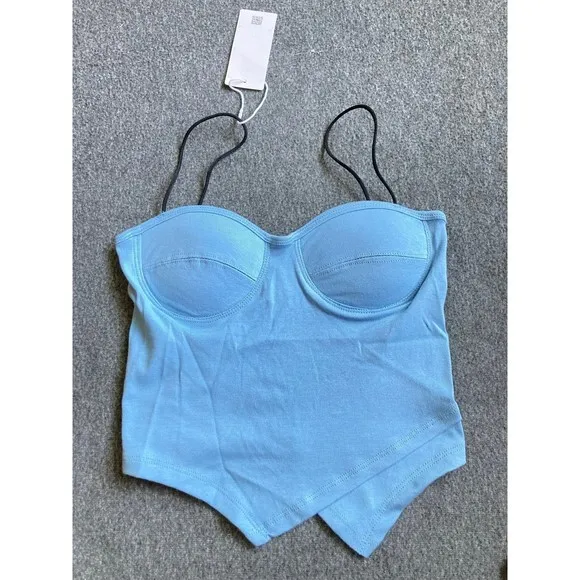 Women Seamless Irregular Crop Tops Sleeveless‎ Cotton Short Top Padded bra Cami - Image 2