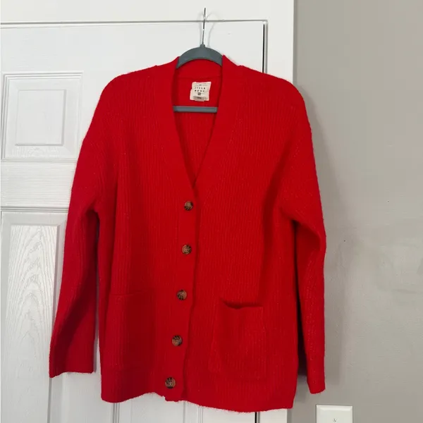 Billabong Red Button Down Sweater Cardigan Holidays Christmas - Image 8