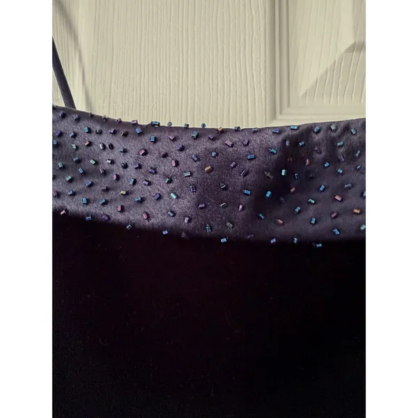J.R. Nites Navy Blue Velvet Beaded Maxi Dress and Bolero Jacket‎ Set Vintage 10 - Image 4