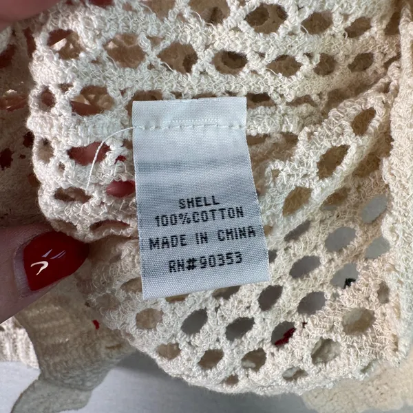 Coquette Festival Cherry Crochet Cardigan Cotton Open Knit Cream XS NWT Softgirl - Image 4