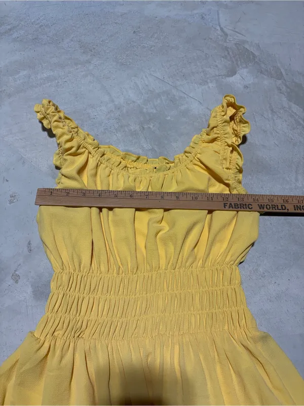 Alex Marie Bentley pebble crepe scoop neck Sleeveless Yellow Tiered Dress medium - Image 7