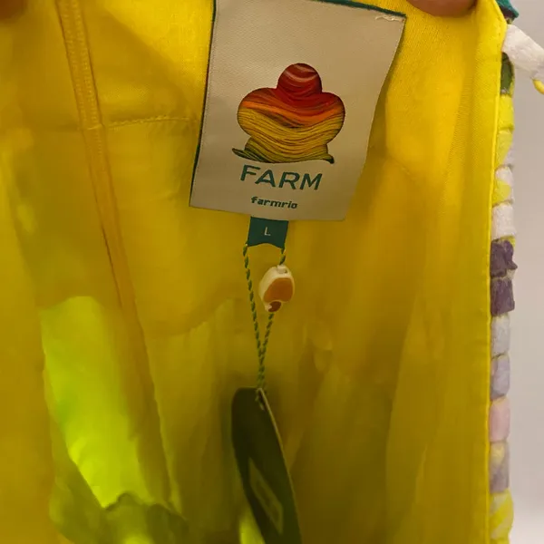 NWT Farm Rio Jellyfish Bouquet Yellow Sleeveless Tiered Maxi Dress Event Large - Image 3