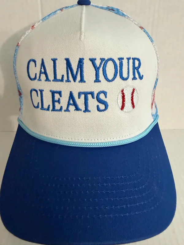 White and Blue 'Calm Your Cleats' Baseball Cap - Image 2