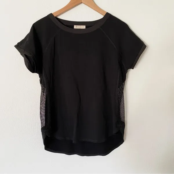 Hologram Black Mesh Side Athletic Top Short Sleeves Women's Size Large - Image 8