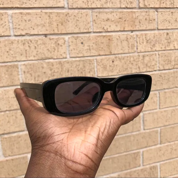 Retro Preppy Vintage 2000s Y2K Classic Black Square Rectangle Sunglasses Goth Academia #whimsygoth #boho #minimalist #grunge #streetwear - Image 2
