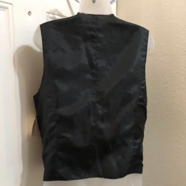 NWT Black Genuine suede leather fringe vest button up front-western boho indie goth grunge Size M-measurements in pics - Image 4