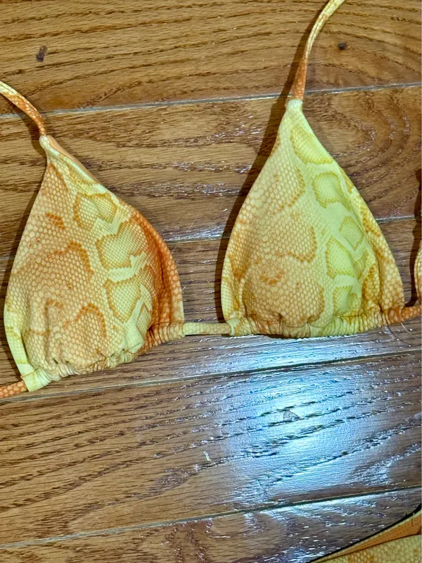 New PacSun Yellow and Orange Snake Print Bikini Small - Image 3