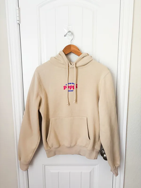 Poppi X Target Stay Juicy Oversized Hoodie Beige Size XS - Image 3