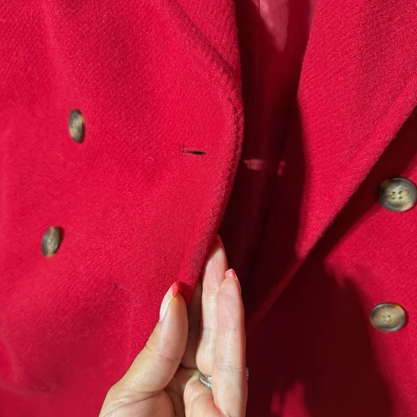 Old Navy Womens Large Long Red Double Breasted Peacoat‎ Trench Coat NWT - Image 5