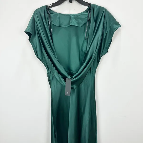 Lulus Captivating Presence Forest Green Satin Cowl Back Maxi Dress Formal M NWT - Image 8
