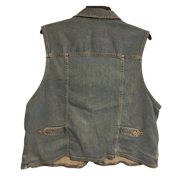American Eagle Light Blue Zip Collared Denim Vest with Pockets Women's Size XXL - Image 4