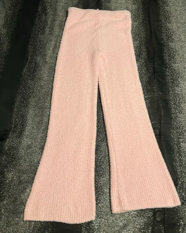 Womens XL Mini Society pink fuzzy knit flared lounge pants - Image 2