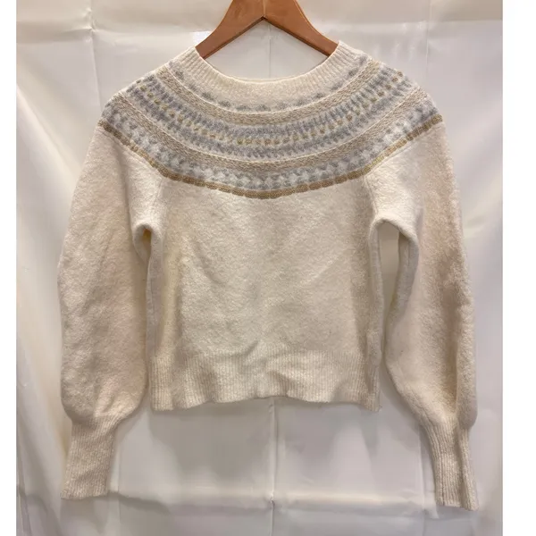 INTERMIX Ari Nordic Wool-Blend Sweater Small Cozy Christmas Fairisle Warm Winter - Image 6