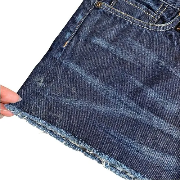 All Saints Spitalfields‎ 10 Micro Mini Denim Jean Skirt Frayed Short Y2K - Image 2