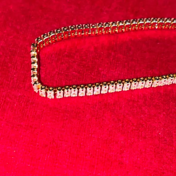 Sparkling Gold Tone Baguette CZ Tennis Bracelet - Image 7