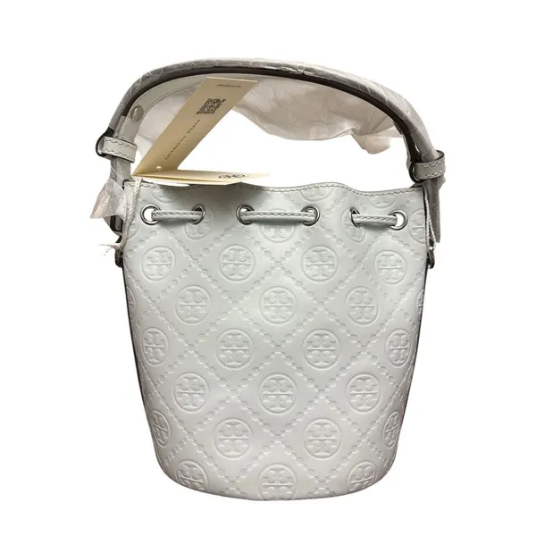 New Authentic Tory Burch T Monogram Mini Bucket Bag in Ice Blue $398 - Image 3