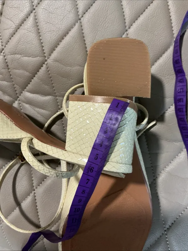Zara Cream Textured Square-Toe Ankle Strap Mules - Image 7