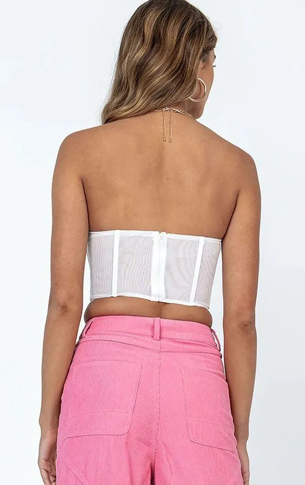 Princess Polly White Mesh Corset Top - Image 3