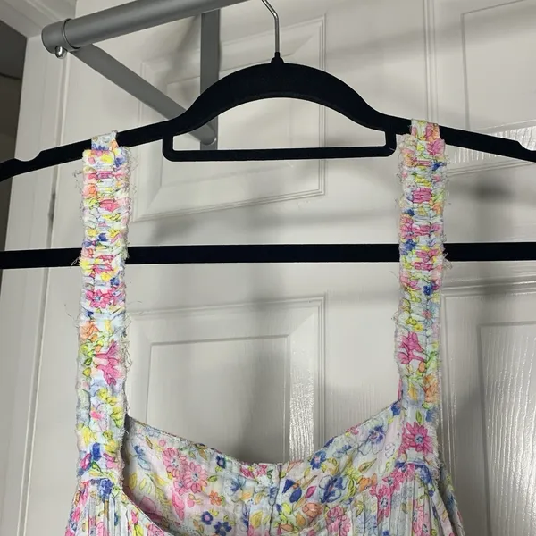 Loveshackfancy Tove Sleeveless Floral Midi Dress Buttons Pockets Cotton Sz 6 - Image 5