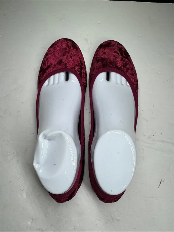 City Streets Women's Velvet Ballet Flats Burgundy casual work holiday comfort 9 - Image 6