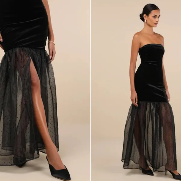 LULUS Prom Wedding Holiday Sexy Elegant Chic Vixen Velvet Cocktail Maxi - Image 3