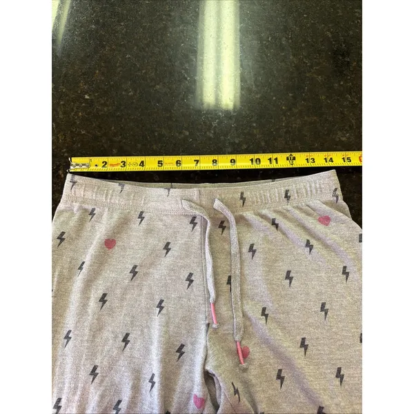 PJ Salvage Pajama Set Sz S Gray Pink Lightning Bolt Joggers Tank Pajamas Sleep - Image 12
