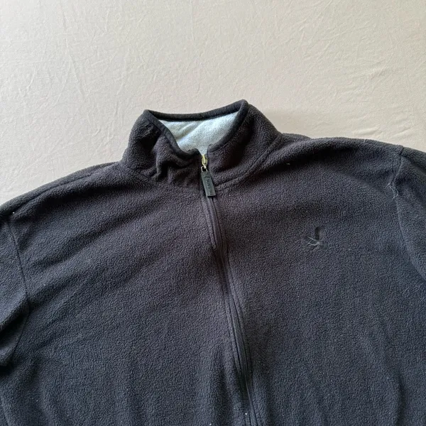 Vintage Fleece Zip Up Jacket Black Size L - Image 3
