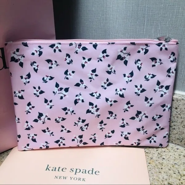 Kate Spade Pink Floral Cosmetic Pouch • Travel Makeup Bag • NWT - Image 7