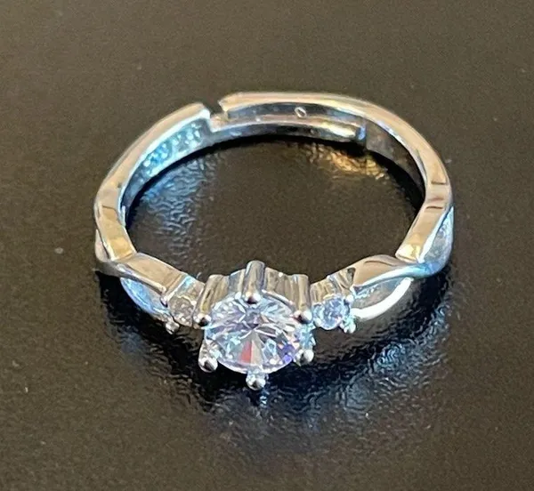 S925 Adjustable Zircon silver ring - Image 2