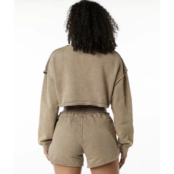 Alphalete Women's Terry Oversized Crop Pullover - Smockey Quartz , Size Small - Image 2