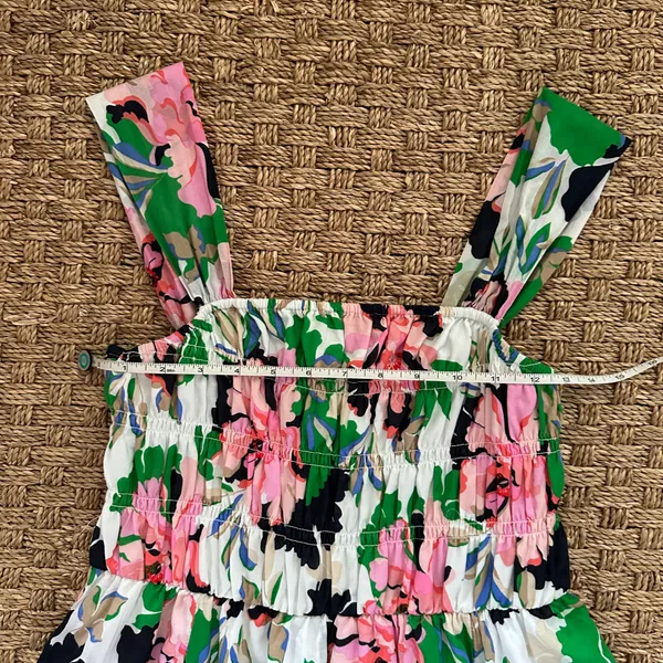 Tommy Hilfiger Isla Floral Sleeveless Midi Dress Size 6 Ivory Bloom Smocked - Image 9