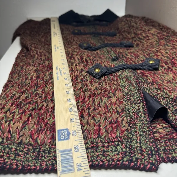 Patricia Barrera Alpaca Wool Leather Knit Toggle Cardigan Coat Chile Handmade L‎ - Image 9