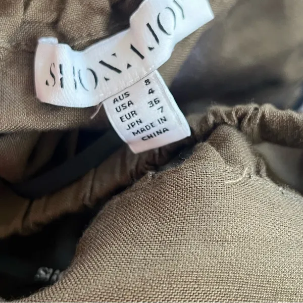Shona Joy Linen Juliana Plunged Cross Back Midi Dress‎ In Forest size 4 - Image 8