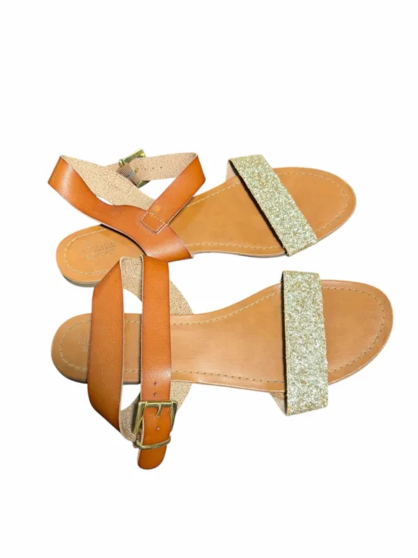 Mossimo Supply Co Gold Glitter Brown Ankle Strap Sandals Size 11 - Image 4
