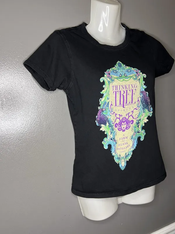Econscious Shirt Womens Small Black Thinking Tree Spirits Graphic Tee Top - Image 3