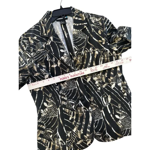 Requirements Artsy Floral Print Blazer Jacket M Tan Abstract - Image 5