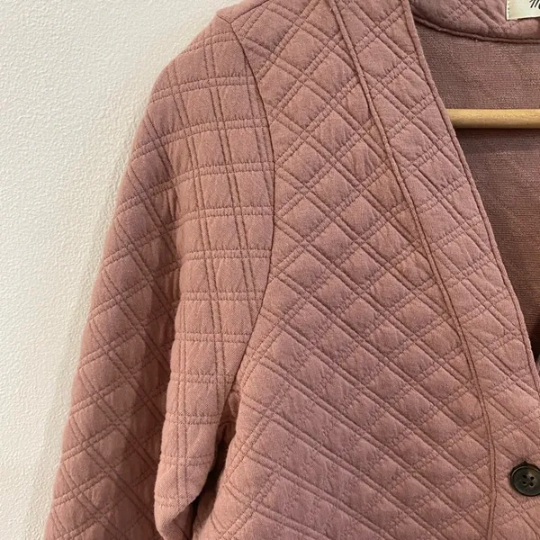 Madewell |‎ (Re) Sourced Quilted Crop Cardigan Sweatshirt In Pink Size XS - Image 4