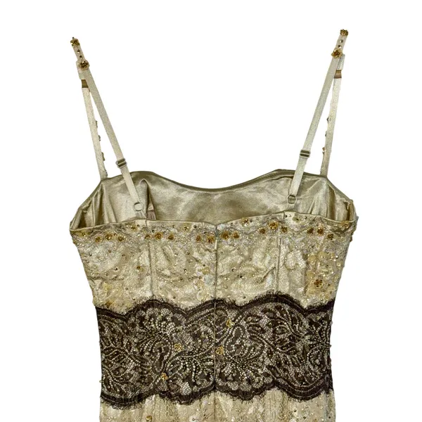NWT Mandalay Cream Floral Lace Beaded Sequin Mermaid Evening Gown Dress Size 8 - Image 7