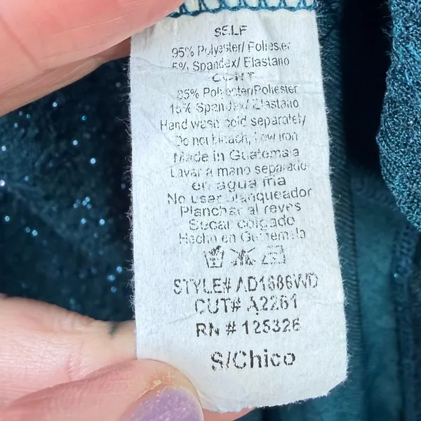 WINDSOR Teal Green Make It Shimmer Glitter Asymmetric Sheer Midi Dress Small - Image 10