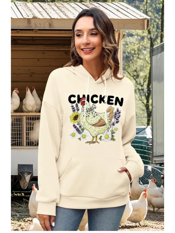 NEW Chicken Sweatshirt Chicken Mom Farm Shirt Lightweight Hoodie L - Image 4