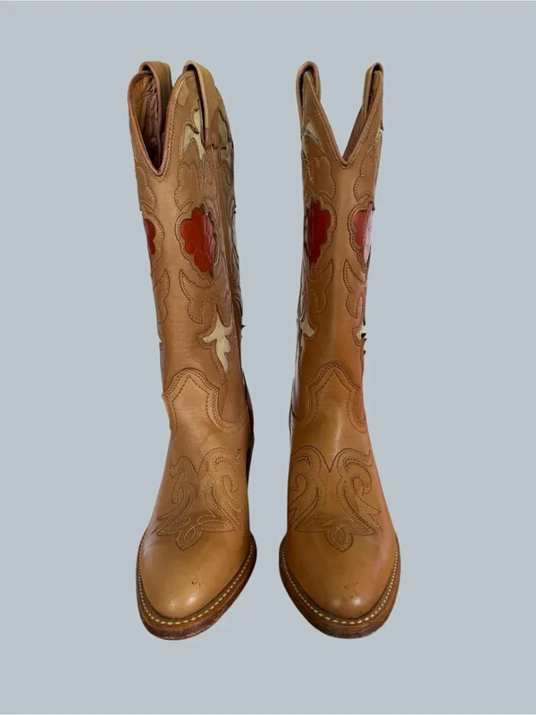 Texas Vintage Women's Mid Calf Western Cowgirl Boot Size 5.5 #267024 - Image 4