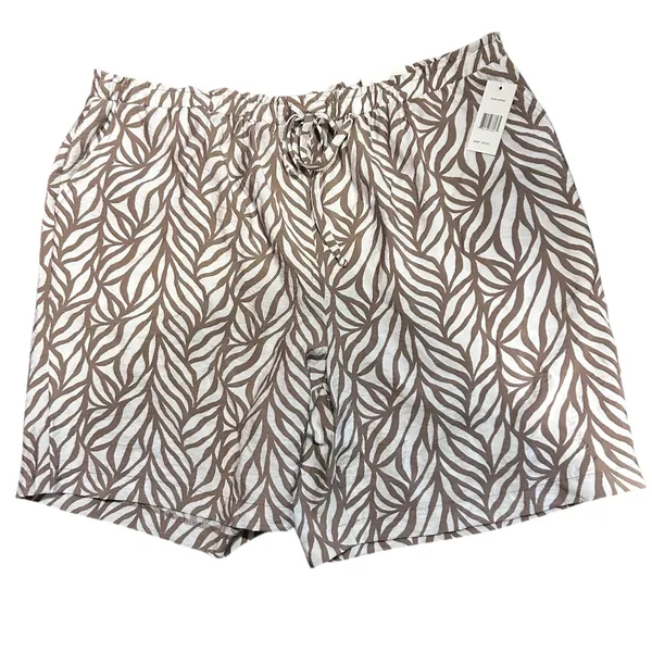 SOHO Apparel Womens Shorts 2X NWT Pockets Brown Cream Tropical Summer Beachy - Image 2