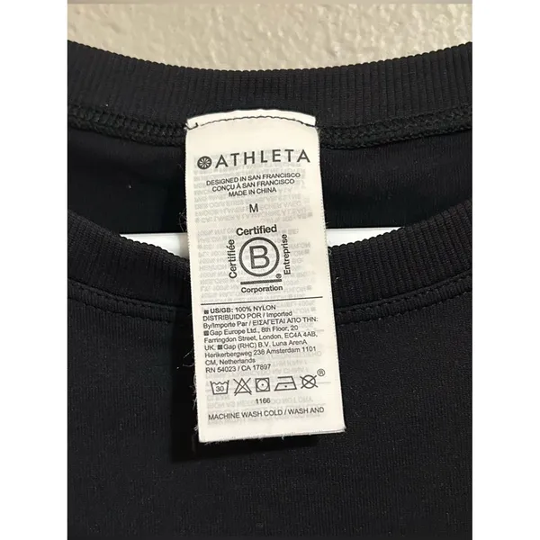 Athleta Black Nylon Athletic Short Sleeve Crewneck Shirt Women’s Size Medium - Image 5