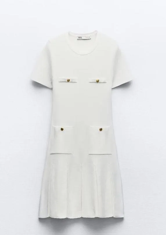 NWT  White BOX PLEAT MINI DRESS. Size Medium - Image 2
