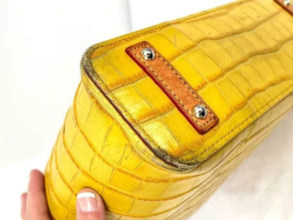 Dooney & Bourke Croco Embossed Sunburst Yellow Leather Lexington Shopper Tote - Image 14