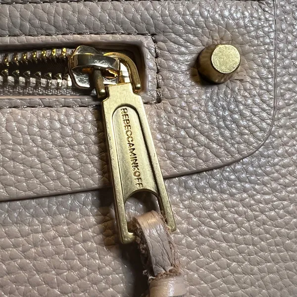 Rebecca Minkoff‎ Regan Tote Bag Womens Large Beige Pebbled Leather Tassel Gold - Image 5