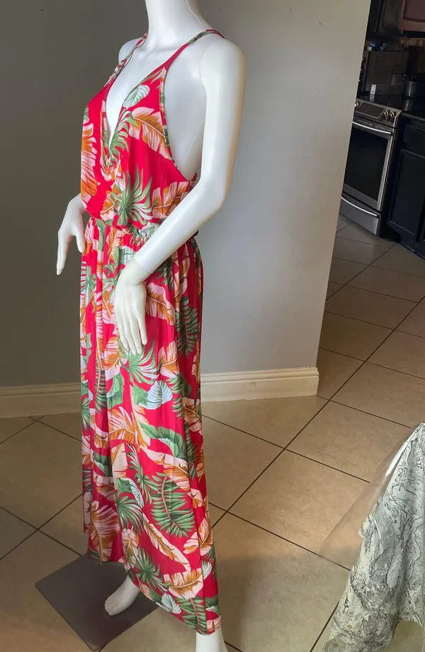 New Women’s Pink Tropical sleeveless dress - Image 6