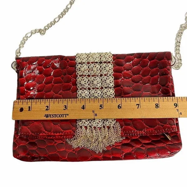White House Black Market‎ Patented Red Shoulder Bag - Image 7